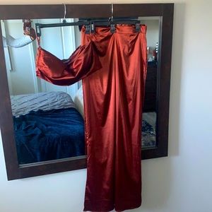 Satin 2 piece flare leg set